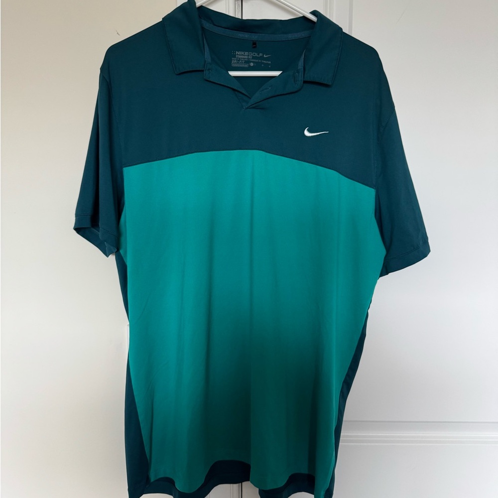 Nike Men's Two-Tone Polo Shirt - Dark Teal and Light Teal - L - DRI-FIT